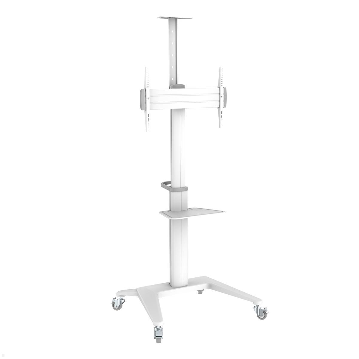 PureMounts PDS-0003C TV Ständer mit Rollen + Ablagen bis 70 Zoll, weiß