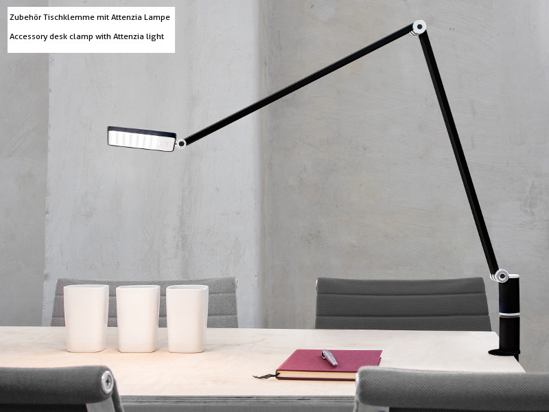 Novus Attenzia task LED Tischlampe schwarz + Zubehör Klemme 740+1208+000