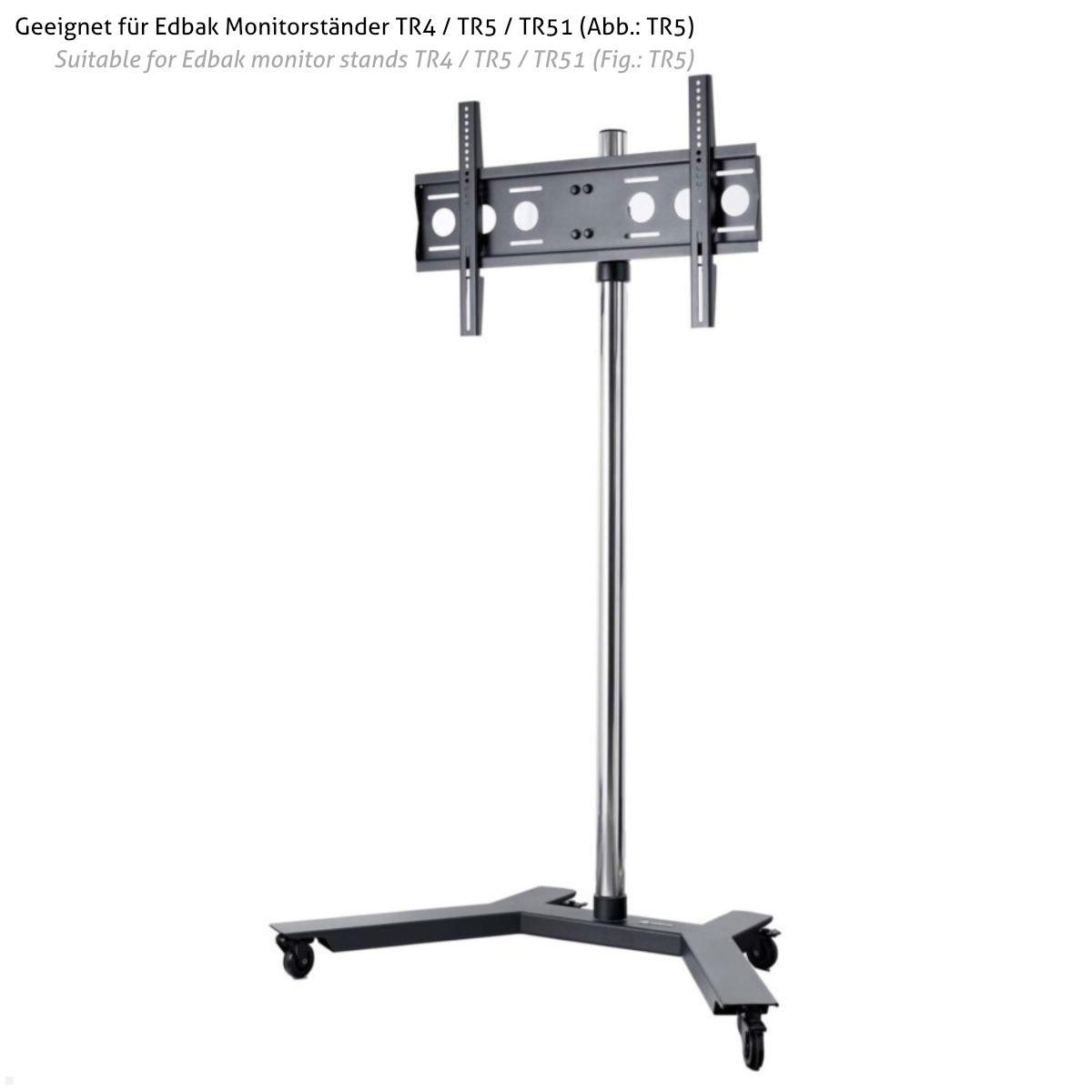 Edbak TRS4 Zubehör Ablage aus Glas für Monitorständer TR4 / TR5 / TR51, Säule Trolley