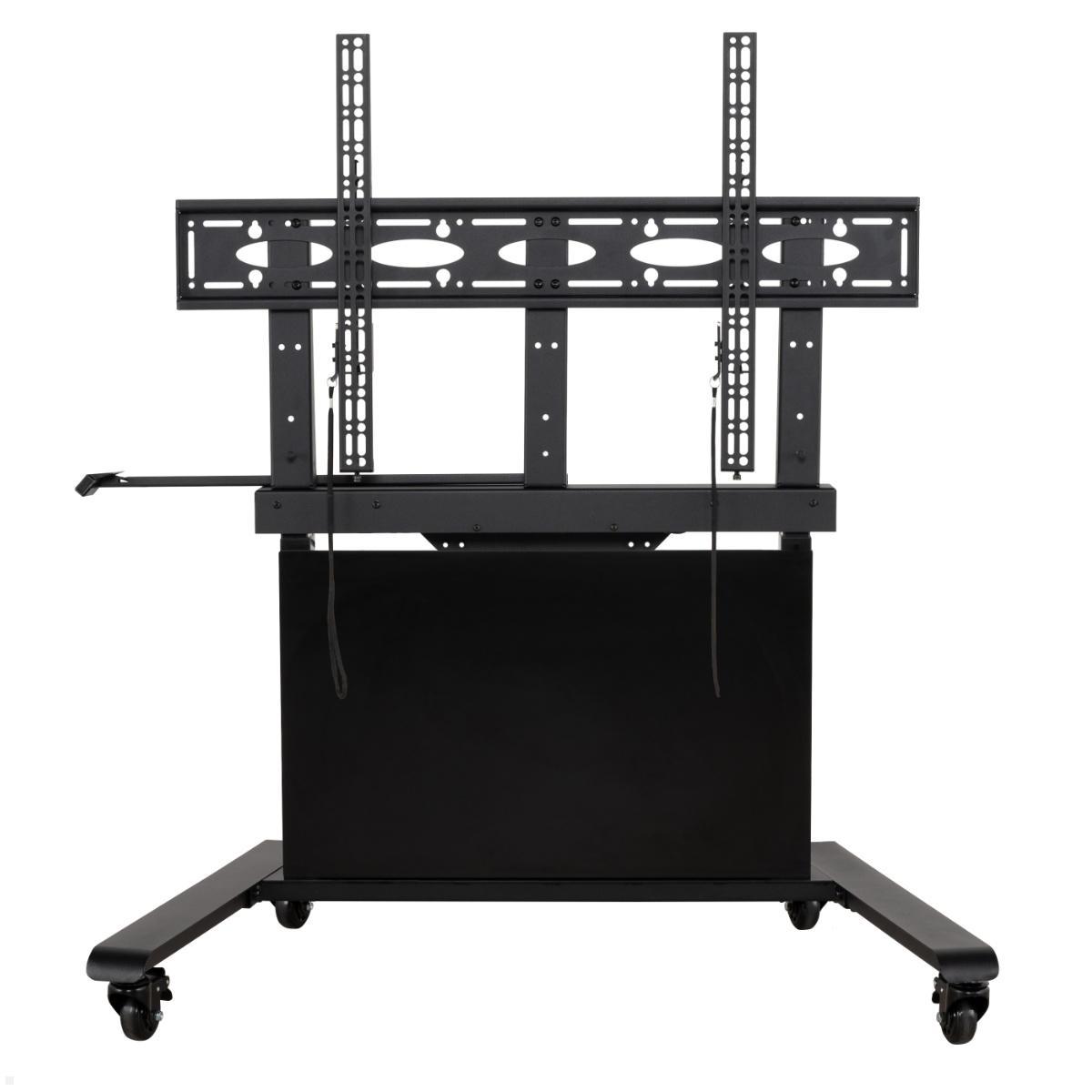 B-Tech BT8568/B mobiler elektrischer TV Ständer bis 86 Zoll, schwarz, Frontansicht