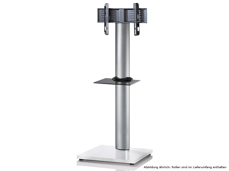 VCM TV Standfuß Onu Weißlack mit Regal mit Rollen