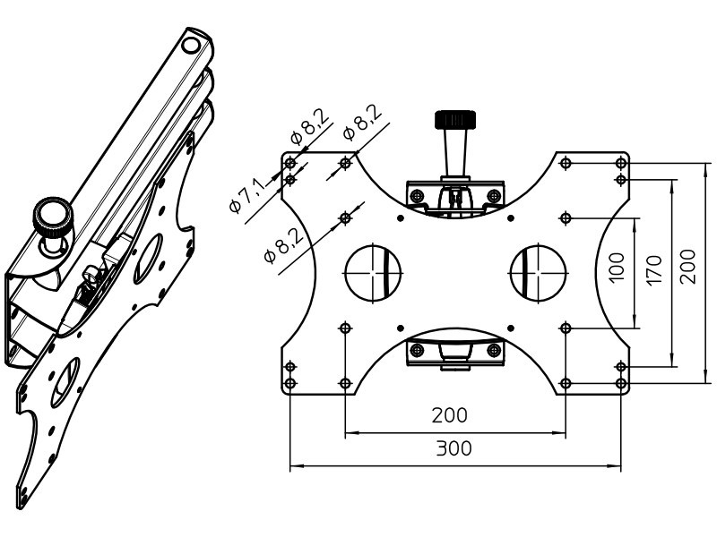 Novus SKY 10N TV Wandhalterung bis 26 Zoll, 200mm, Vesa Adapter Maße