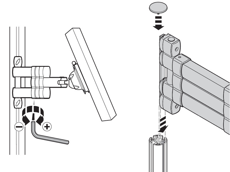 Novus TSS Teleskoparm III XL 700 Monitorhalter QuickRelease (968+0119+001) Befestigung an Säule
