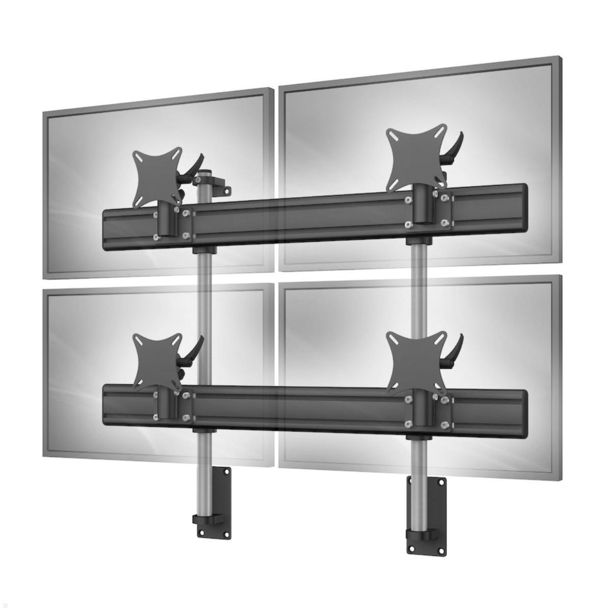 Monlines MWH206B 2+2 Monitor Wandhalterung für 4 Monitore, schwarz