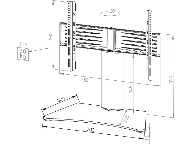 VCM TV Tisch Standfuß Windoxa Mini, Mattglas Maße