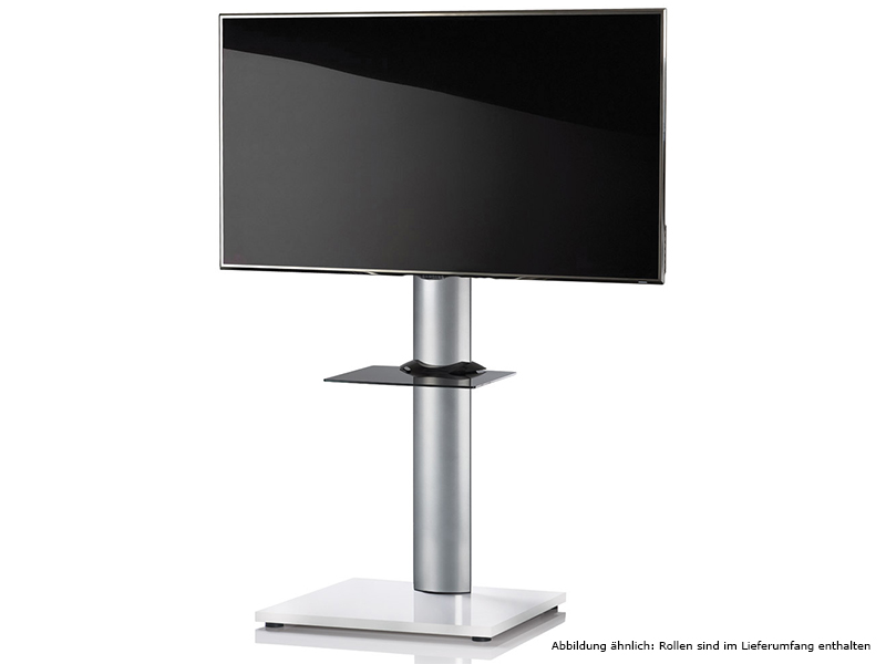 VCM TV Standfuß Onu Weißlack mit Regal mit Rollen