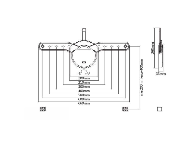 NewStar OLED-W600 flache TV Wandhalterung, schwarz Maße
