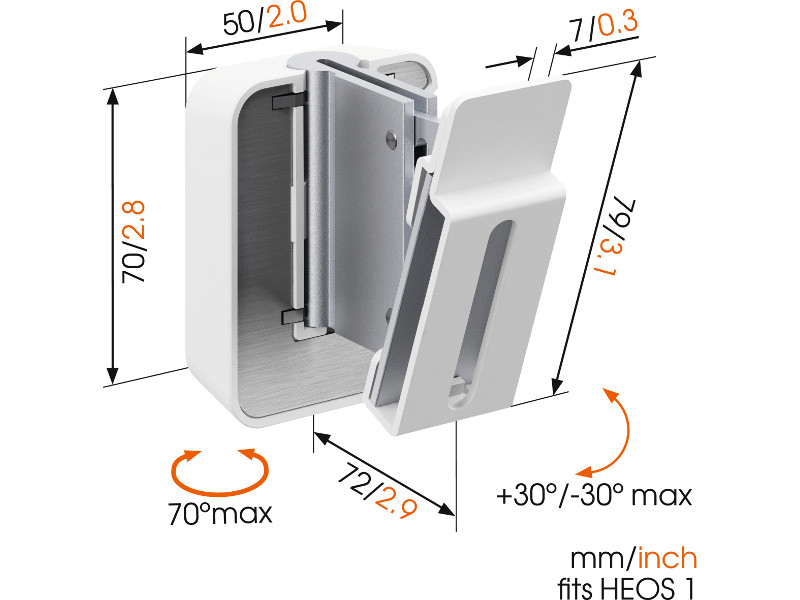 Vogels SOUND 5201W Lautsprecher Wandhalterung HEOS:1 Maße