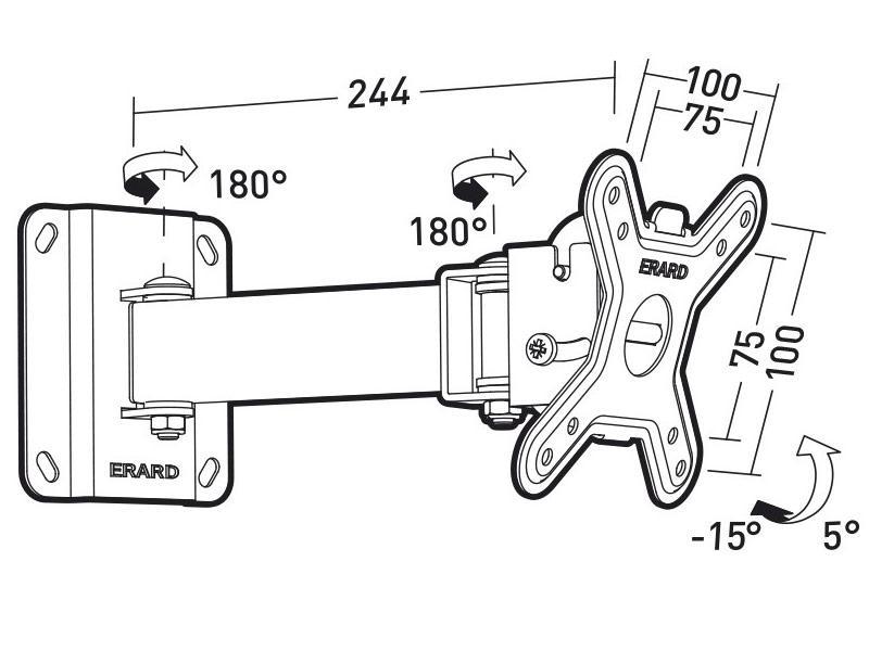 Erard CLIFF 100TW90 Monitor Wandhalterung Maße