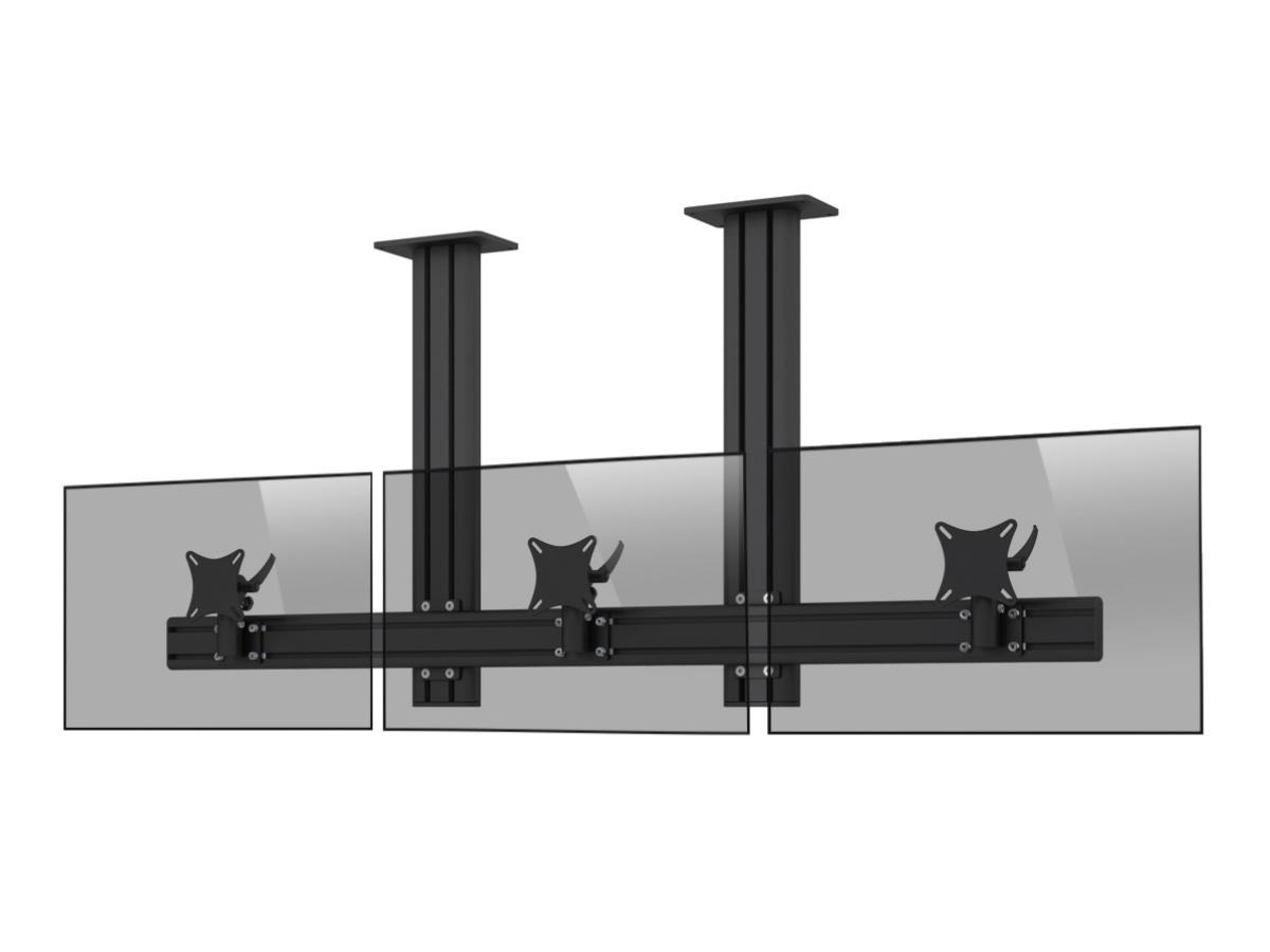 MonLines MDH205B Flat 3-fach Monitor Deckenhalter Alu 25-30 Zoll, schwarz