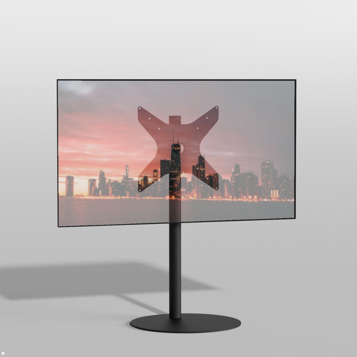 Cavus SPHERE100B44 TV Ständer rund 32 - 65 Zoll Säule 1000 mm, schwarz mit Bildschirm