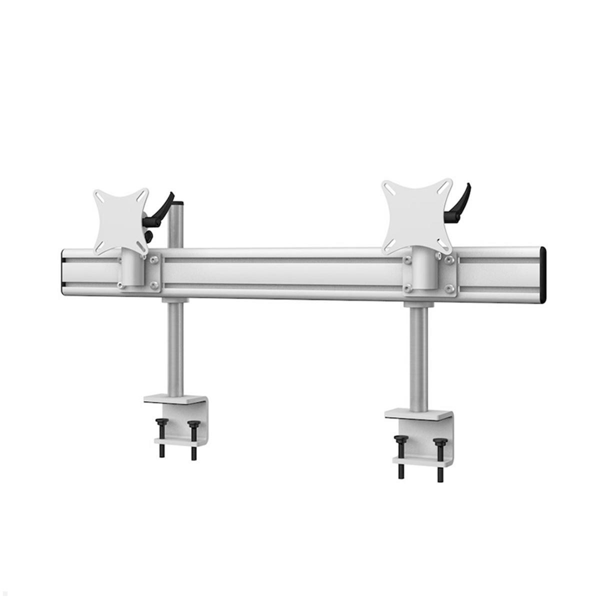 MonLines MTH239G Flat 2-fach Monitorhalterung Tischklemme bis 32 Zoll, grau, Halterung