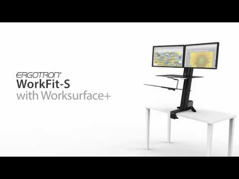 Ergotron WorkFit-S Dual mit Worksurface, schwarz (33-349-200)
