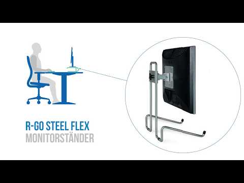R-Go Flex Monitor Tischständer mit Tastaturablage RGOSC050+, silber