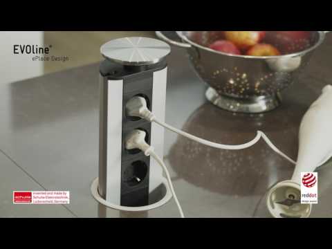 EVOline Port CUISINE 3-fach versenkbare Steckdosenleiste Küche